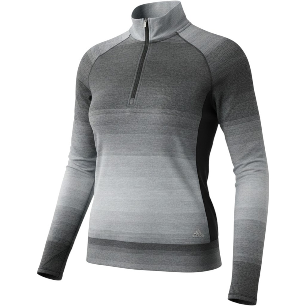 NWT Adidas Golf Womens RNG WR Half Zip Sweatshirt Grey Ombre Black Medium